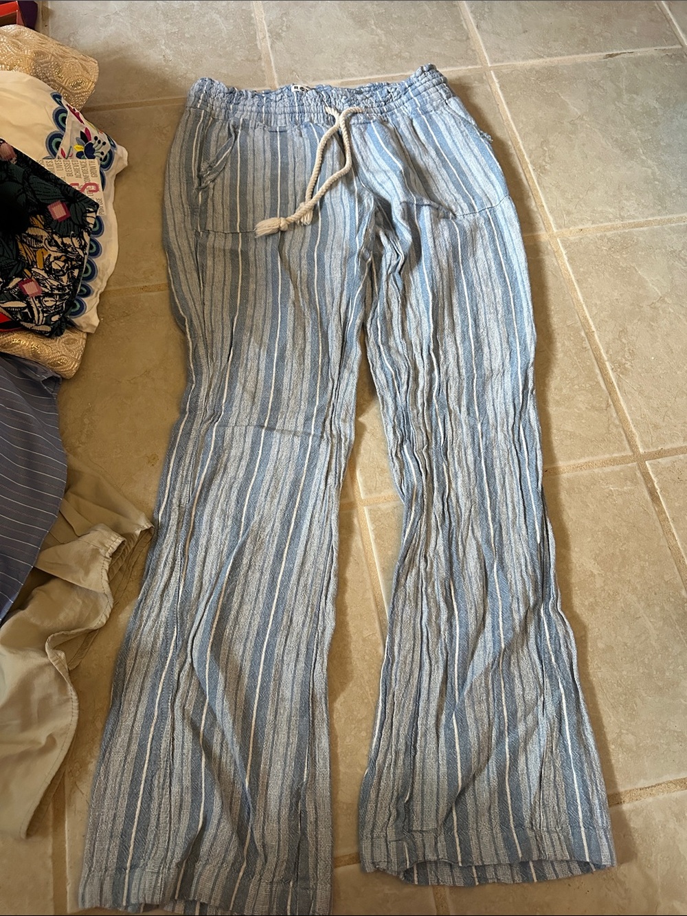 Light Blue Striped Roxy Pants - Picture 4 of 7